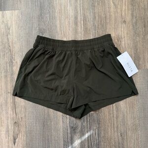 Athleta Weekender Run Shorts New With Tags Olive Green Size M